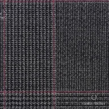 Костюмная ткань Marzoni 619 - 170 / 1000 — Тёмно-серый / Розовый, виндоупейн, 100% шерсть