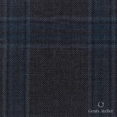 Костюмная ткань Marzoni 651 - 753 / 1200 — Серый / Синий, в клетку, 100% шерсть