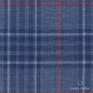 Костюмная ткань Marzoni 651 - 766 / 1200 — Синий / Красный, виндоупейн, 100% шерсть