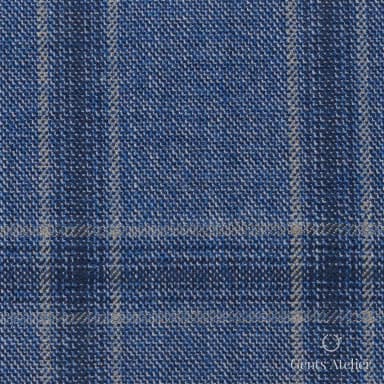 Костюмная ткань Marzoni 651 - 843 / 1200 — Синий / Бежевый, виндоупейн, 100% шерсть