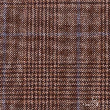 Костюмная ткань Marzoni 651 - 849 / 1200 — Кирпичный / Синий, в клетку, 100% шерсть