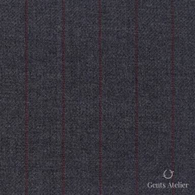 Костюмная ткань Marzoni 723 - 013 / 1200 — Серый / Красный, в полоску, 100% шерсть