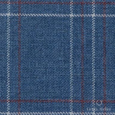 Костюмная ткань Marzoni 601 - 311 / 1200 — Синий / Кирпичный, виндоупейн, 50% шерсть / 30% Silk / 20% Linen