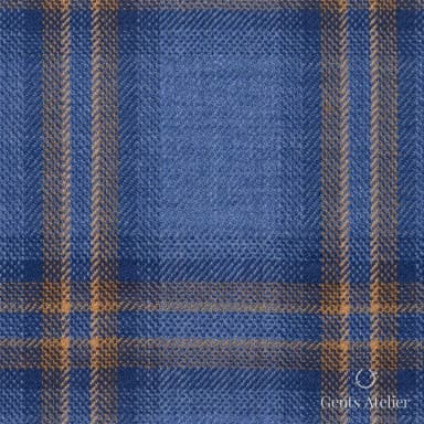 Костюмная ткань Marzoni 651 - 847 / 1200 — Синий / Бежевый, виндоупейн, 100% шерсть