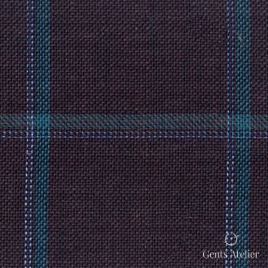 Костюмная ткань Marzoni 655 - 538 / 1200 — Аметистовый / Нефритовый, в клетку, 50% шерсть, 38% Silk, 12% Linen