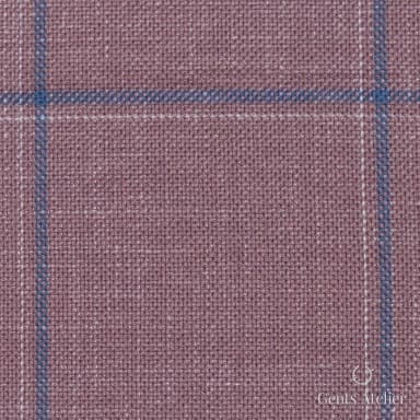 Костюмная ткань Marzoni 655 - 560 / 1200 — Розовый / Синий, виндоупейн, 50% шерсть, 38% Silk, 12% Linen