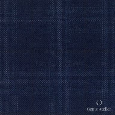 Костюмная ткань Marzoni 607 - 847 / 1000 — Синий / Коричневый, оконная клетка, 100% шерсть