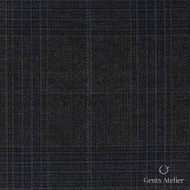 Костюмная ткань Marzoni 609 - 838 / 1000 — Серый / Синий, оконная клетка, 100% шерсть