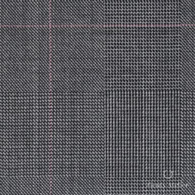 Костюмная ткань Marzoni 609 - 885 / 1200 — Серый / Pink, оконная клетка, 100% шерсть