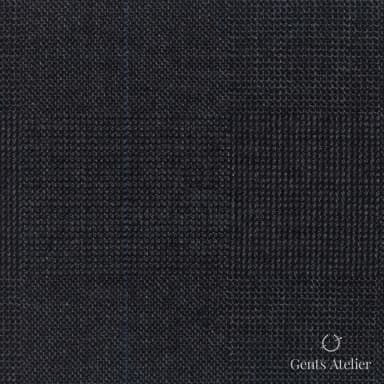 Костюмная ткань Marzoni 609 - 887 / 1200 — Антрацит / Синий, оконная клетка, 100% шерсть