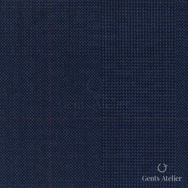 Костюмная ткань Marzoni 609 - 888 / 1200 — Тёмно-синий / Бордовый, гусиная лапка, 100% шерсть