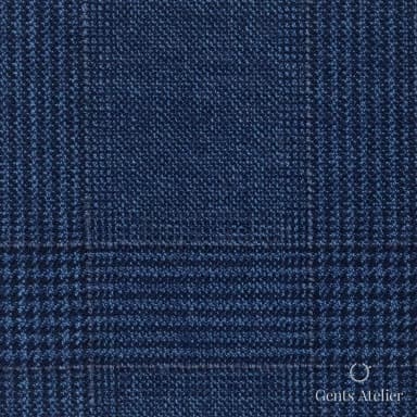 Костюмная ткань Marzoni 651 - 861 / 1200 — Синий / Тёмно-синий, оконная клетка, 100% шерсть
