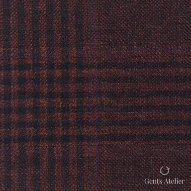 Костюмная ткань Marzoni 600 - 480 / 1000 — Бордовый / Тёмно-синий, клетка, 100% шерсть