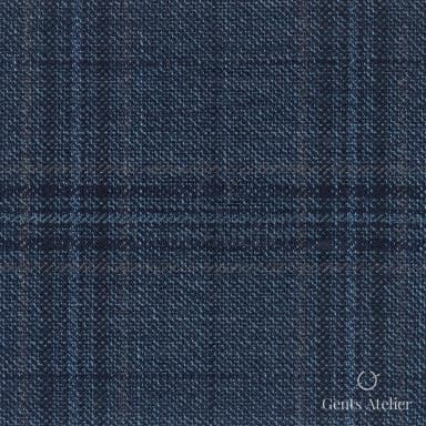 Костюмная ткань Marzoni 600 - 501 / 1000 — Синий / Тёмно-синий, оконная клетка, 100% шерсть