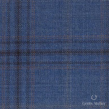 Костюмная ткань Marzoni 600 - 504 / 1000 — Синий / Tan, оконная клетка, 100% шерсть