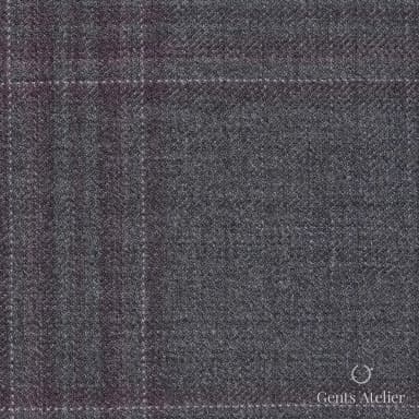 Костюмная ткань Marzoni 600 - 506 / 1000 — Серый / Фиолетовый, оконная клетка, 100% шерсть