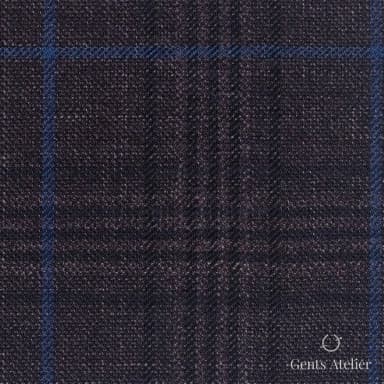 Костюмная ткань Marzoni 600 - 520 / 1000 — Коричневый / Синий, оконная клетка, 100% шерсть