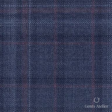 Костюмная ткань Marzoni 600 - 539 / 1000 — Синий / Красный, оконная клетка, 100% шерсть