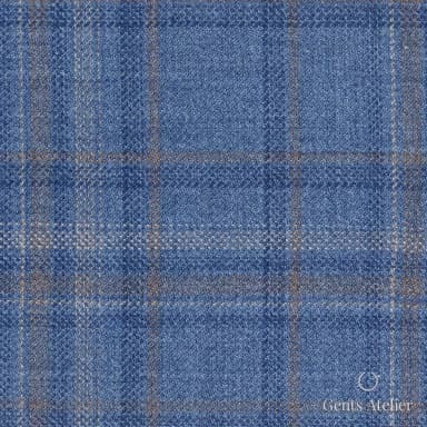 Костюмная ткань Marzoni 600 - 541 / 1000 — Синий / Tan, оконная клетка, 100% шерсть