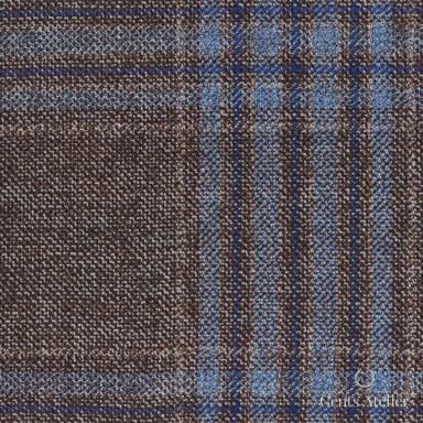 Костюмная ткань Marzoni 600 - 547 / 1000 — Коричневый / Синий, клетка, 100% шерсть