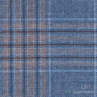 Костюмная ткань Marzoni 600 - 549 / 1000 — Синий / Tan, оконная клетка, 100% шерсть