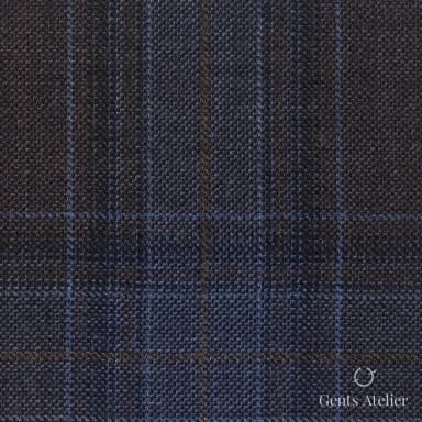 Костюмная ткань Marzoni 600 - 558 / 1000 — Коричневый / Синий, оконная клетка, 100% шерсть
