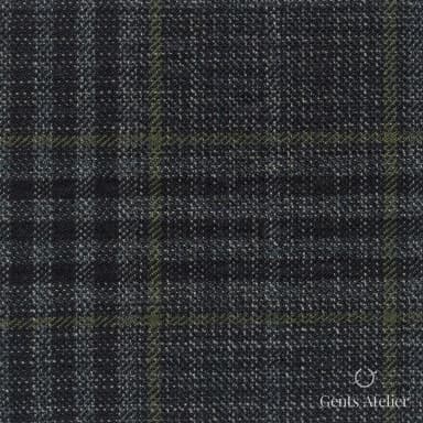 Костюмная ткань Marzoni 600 - 561 / 1000 — Антрацит / Оливковый, клетка, 100% шерсть