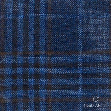 Костюмная ткань Marzoni 600 - 562 / 1000 — Синий / Коричневый, клетка, 100% шерсть