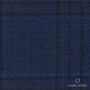 Костюмная ткань Marzoni 600 - 564 / 1000 — Синий / Тёмно-синий, оконная клетка, 100% шерсть