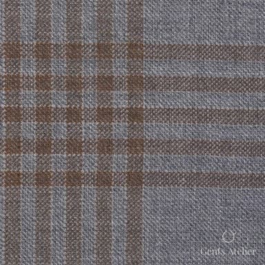 Костюмная ткань Marzoni 600 - 565 / 1000 — Серый / Коричневый, оконная клетка, 100% шерсть