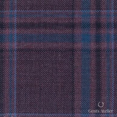 Костюмная ткань Marzoni 600 - 570 / 1000 — Фиолетовый / Синий, оконная клетка, 100% шерсть