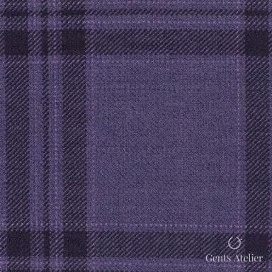 Костюмная ткань Marzoni 600 - 696 / 1000 — Фиолетовый / Чёрный, клетка, 100% шерсть