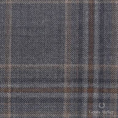 Костюмная ткань Marzoni 600 - 700 / 1000 — Серый / Tan, оконная клетка, 100% шерсть