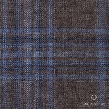 Костюмная ткань Marzoni 600 - 707 / 1000 — Коричневый / Синий, клетка, 100% шерсть