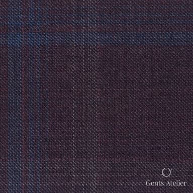 Костюмная ткань Marzoni 600 - 708 / 1000 — Бордовый / Тёмно-синий, оконная клетка, 100% шерсть