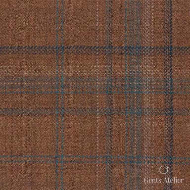 Костюмная ткань Marzoni 600 - 715 / 1000 — Tan / Зелёный, оконная клетка, 100% шерсть