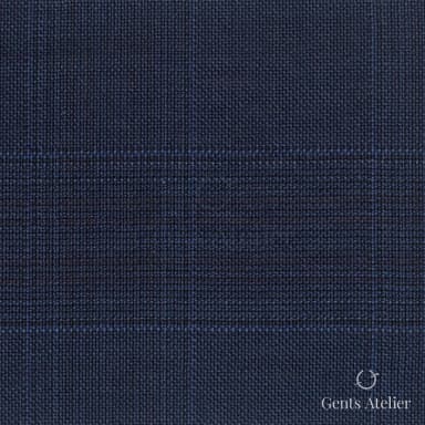 Костюмная ткань Marzoni 609 - 871 / 1000 — Тёмно-синий / Синий, оконная клетка, 100% шерсть