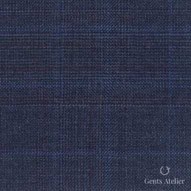 Костюмная ткань Marzoni 609 - 877 / 1000 — Тёмно-синий / Синий, оконная клетка, 100% шерсть