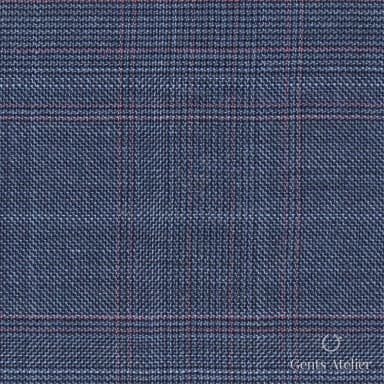 Костюмная ткань Marzoni 609 - 878 / 1000 — Синий / Pink, оконная клетка, 100% шерсть