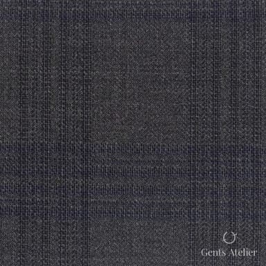 Костюмная ткань Marzoni 609 - 879 / 1000 — Антрацит / Синий, оконная клетка, 100% шерсть