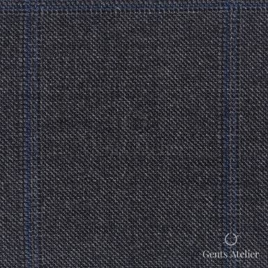 Костюмная ткань Marzoni 621 - 067 / 900 — Антрацит / Синий, оконная клетка, 100% шерсть
