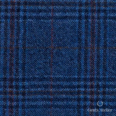 Костюмная ткань Marzoni 641 - 168 / 900 — Синий / Красный, оконная клетка, 100% шерсть