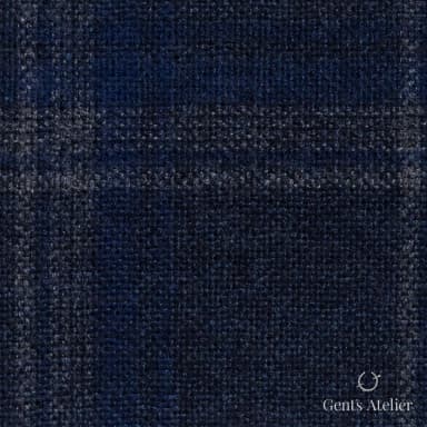 Костюмная ткань Marzoni 651 - 029 / 1200 — Синий / Серый, оконная клетка, 90% шерсть, 10% кашемир