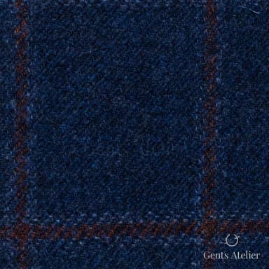 Костюмная ткань Marzoni 651 - 601 / 1200 — Синий / Бордовый, оконная клетка, 90% шерсть, 10% кашемир