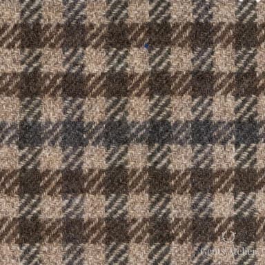 Костюмная ткань Marzoni 651 - 611 / 1200 — Бежевый / Коричневый, клетка, 90% шерсть, 10% кашемир