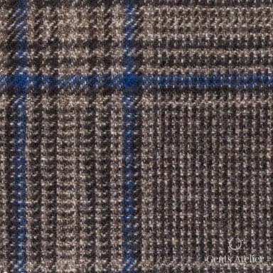 Костюмная ткань Marzoni 651 - 617 / 1200 — Коричневый / Синий, оконная клетка, 90% шерсть, 10% кашемир