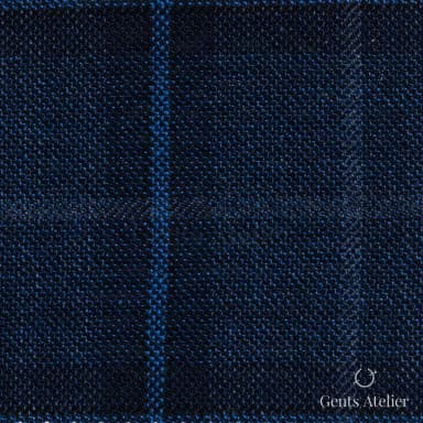 Костюмная ткань Marzoni 651 - 639 / 1200 — Тёмно-синий / Синий, оконная клетка, 100% шерсть
