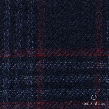 Костюмная ткань Marzoni 651 - 673 / 1200 — Синий / Красный, оконная клетка, 90% шерсть, 10% кашемир