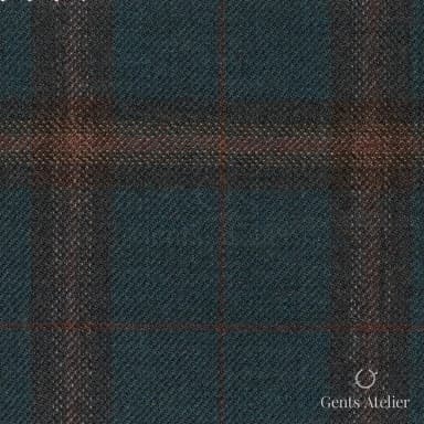 Костюмная ткань Marzoni 655 - 034 / 1200 — Зелёный / Коричневый, оконная клетка, 95% шерсть, 5% кашемир