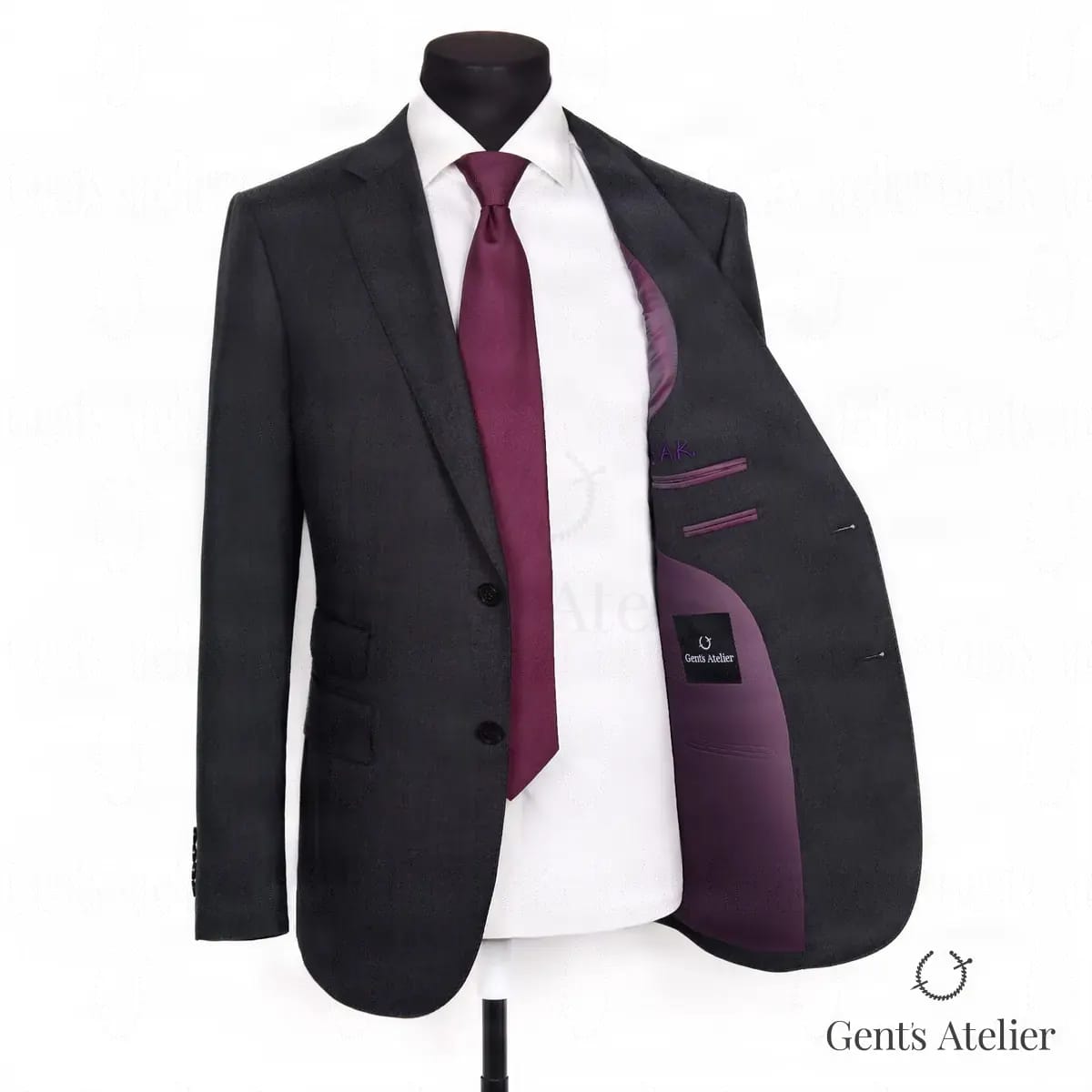 Черный костюм из шерсти Vitale Barberis Canonico - Спереди